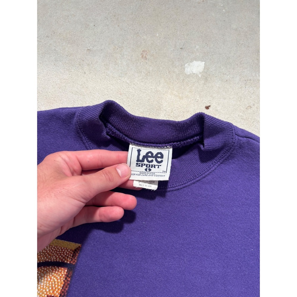 Vintage Lee Sport Los Angeles Lakers Sweatshirt Mens L Purple NBA Made in USA - Picture 2 of 4